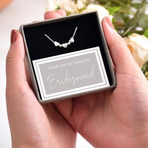 Regalo para dama de honor, pulsera de corazones S925, pulsera de plata, regalo para mujer, regalo de cumpleaños, regalo de boda, regalo para ella con caja de regalo y tarjeta.