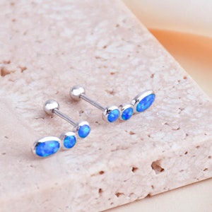 Blue Opal Cartilage Stud Earring, Screw-back Cartilage Stud, Ear Piercing Stud, Minimalist Earring, Helix Stud, Gift for Her, Christmas Gift