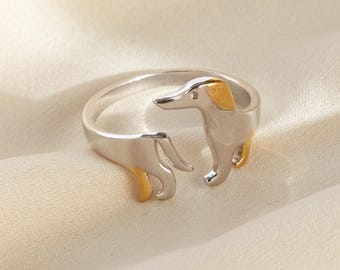 Sterlingzilveren teckelring, worsthondring, schattige ring, verstelbare ring, minimalistische ring, cadeau voor haar, verjaardagscadeau, cadeau voor huisdierliefhebbers