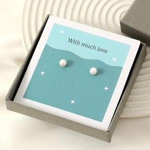 Delicati orecchini a bottone con perle in argento sterling, piccoli orecchini con perle, gioielli da sposa minimalisti, regalo per lei, regalo di Natale, 3 mm, 4 mm, 5 mm