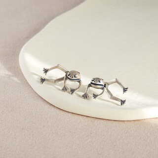 Orecchini A Forma Di Rana In Argento - Perno E Goccia - Gioielli Animalier Carini E Minimalisti Per Donne E Ragazze