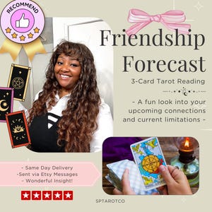 Lectura de tarot de 3 cartas para predecir la amistad: descubre conexiones futuras o bloqueos actuales con amigos y/o familiares, entrega el mismo día
