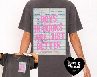 Boys in Books T-Shirt: Bookworm Gift, Library Card Design