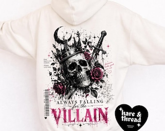 Sudadera con capucha de calavera de romance oscuro – Ropa para lectores de villanos moralmente ambiguos