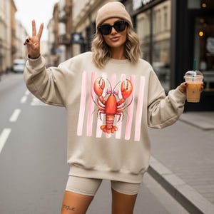 Lobster Love Crewneck Sweatshirt | Cute Coastal Fashion | Lobster Pullover | Gift for Seafood Lovers | Beach Top | Fun Summer Shirt