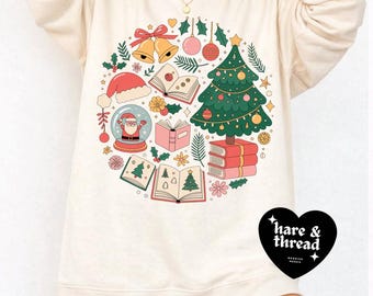 Sudadera navideña acogedora de cuello redondo, regalo de Navidad, prenda unisex de invierno, suéter festivo, comodidad informal