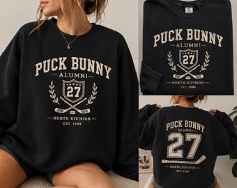 Uwielbiam hokeistów | Puck Bunny | Bluza z kapturem z motywem romansu o hokeju na lodzie | Odzież sportowa z motywem romansu BookTok | Bluza z kapturem o tematyce hokejowej | Uwielbiam hokeistów