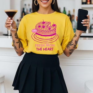Retro Cake T-Shirt: Pink Cherry Frosted Cake, Foodie Gift
