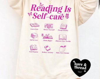 Reading Is Self-Care Ronde hals: boekenliefhebber cadeau
