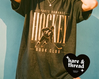 Koszulka z motywem hokeja | Koszulka z grafiką „Sportowy romans” | Koszulka z motywem hokeja | Koszulka „Kocham hokej” | Koszulka BookTok