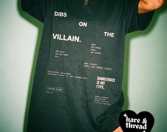 Dibs On Villain Shirt | Dark Romance BookTok Tee | Morally Grey Bookish Merch