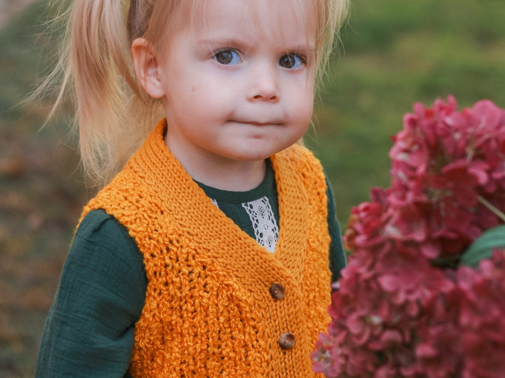 Hand Knit Vest for Girl, Knitted Vest for Baby, 2 year anniversary gift, Hand Knitted Kids Vest, Vintage Wool Sweater, Ready to Ship