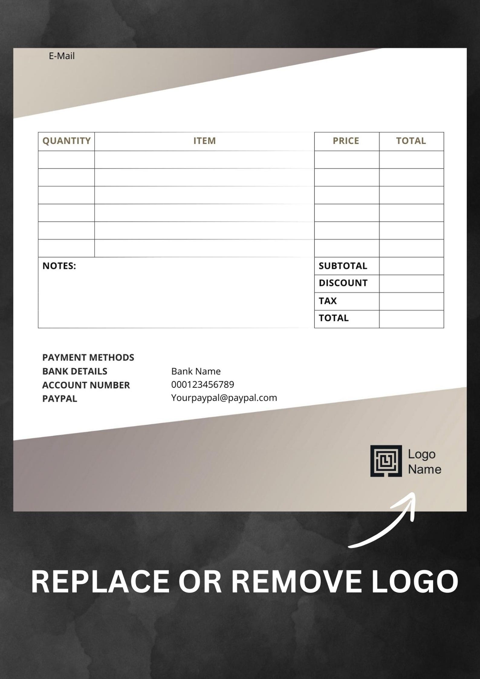 Invoice Template, Billing Template, Minimalist Invoice, Business Invoice, Template Word, Small ...