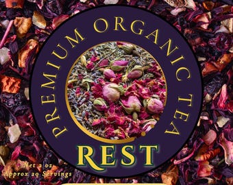 Té orgánico de lavanda y manzanilla / Mezcla de té natural para dormir (56 g)