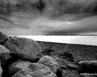 Storm Art, Stormy Beach Scene, Landscape Photo, Greenwich Connecticut