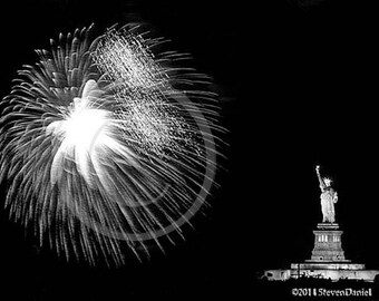 Statue of Liberty, Liberty at Night With Fireworks Show, 150th Anniversary