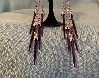 Boucles d’oreilles pourpre et rouge d’épine d’oursin de mer - listes multiples