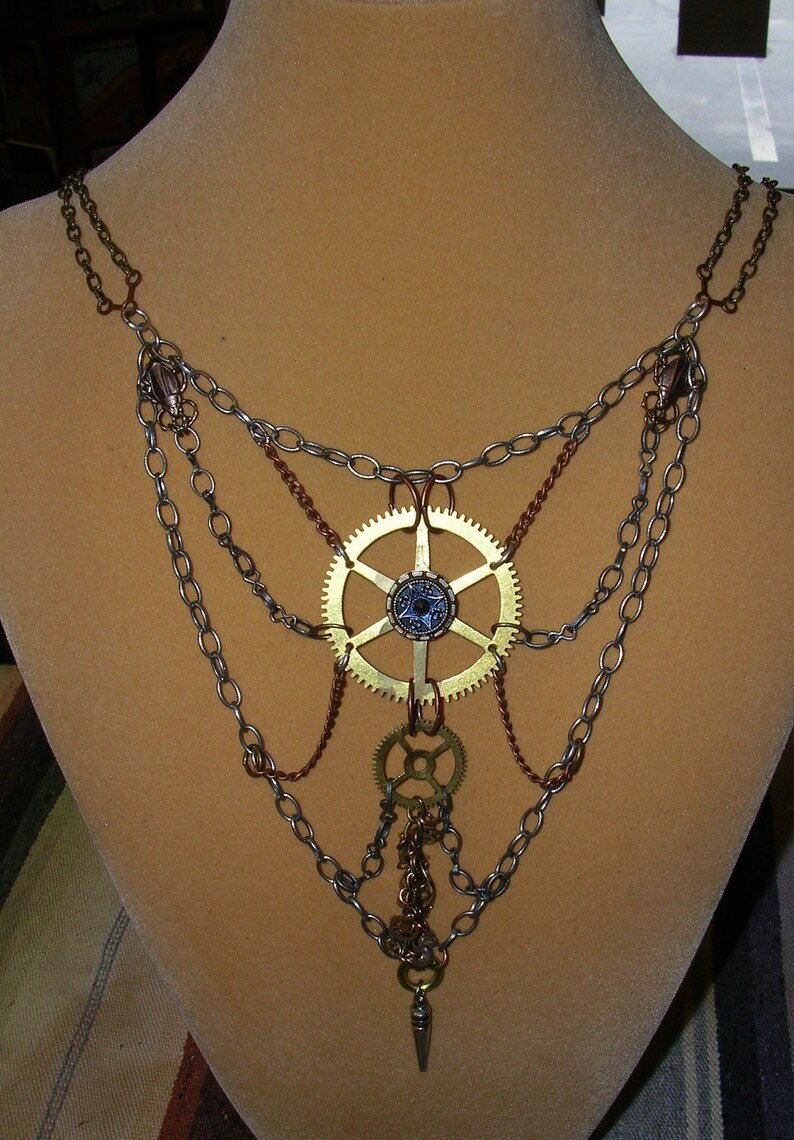 Web of Steampunk Necklace image 1