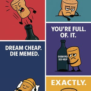 Pack1 - Corksy SVG Poster Pack – Funny Digital Wall Art with Quotes | Printable Cartoon Designs | Meme Humor
