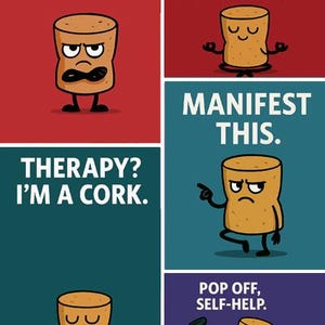 Pack3 - Corksy SVG Poster Pack – Funny Digital Wall Art with Quotes | Printable Cartoon Designs | Meme Humor