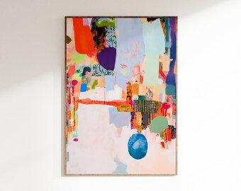 Colourful Eclectic Maximalist Abstract Mixed Media Collage Art, Digital Download, Abstract Digital Print, Vibrant Contemporary Modern Art