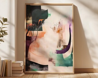 Colourful Eclectic Minimalist Abstract Mixed Media Collage art, Digital Download, Abstract Digital Print, Vibrant Contemporary Modern Art