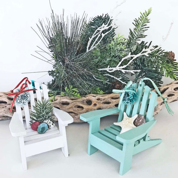 BEACH CHRISTMAS ornament, iconic Adirondack chair, mini beach chair ornament, coastal holiday,  nautical Christmas ornament, 3.5"