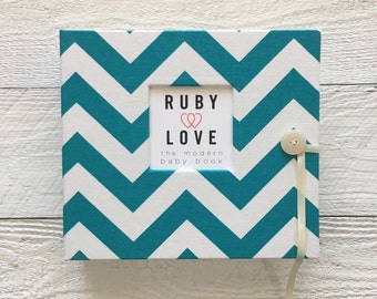 BABY BOOK | Teal Chevron Stripe Album