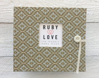 BABY BOOK | Vintage Blue and Beige Mosaic Album