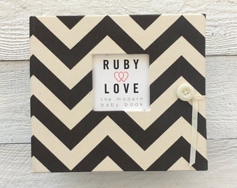 BABY BOOK | Chocolate Brown Chevron Stripe Album