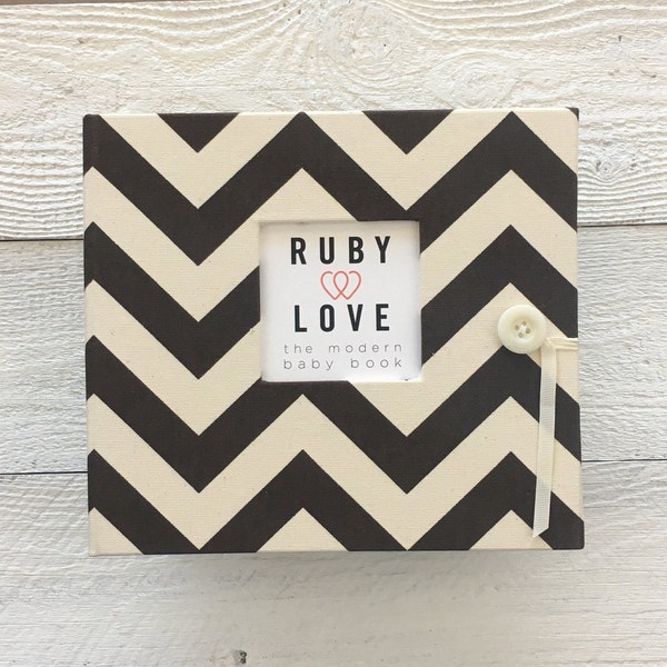 BABY BOOK / Chocolate Brown Chevron Stripe Album