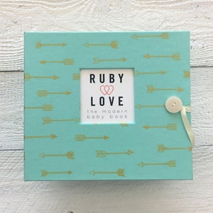 Mint & Gold Arrows BABY BOOK image 1