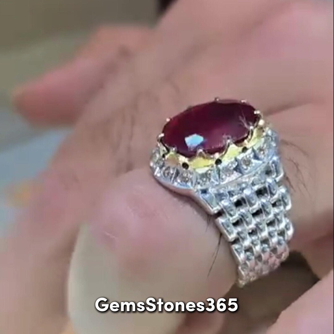 Real African Red Ruby Ring for Men Rare Ruby 925 Sterling Silver ...
