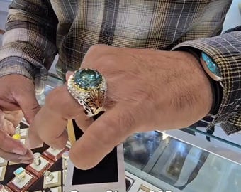 Real Moissanite Ring For Mens Green Moissanite Men Ring for Men In 925 Sterling Silver Ring For Her