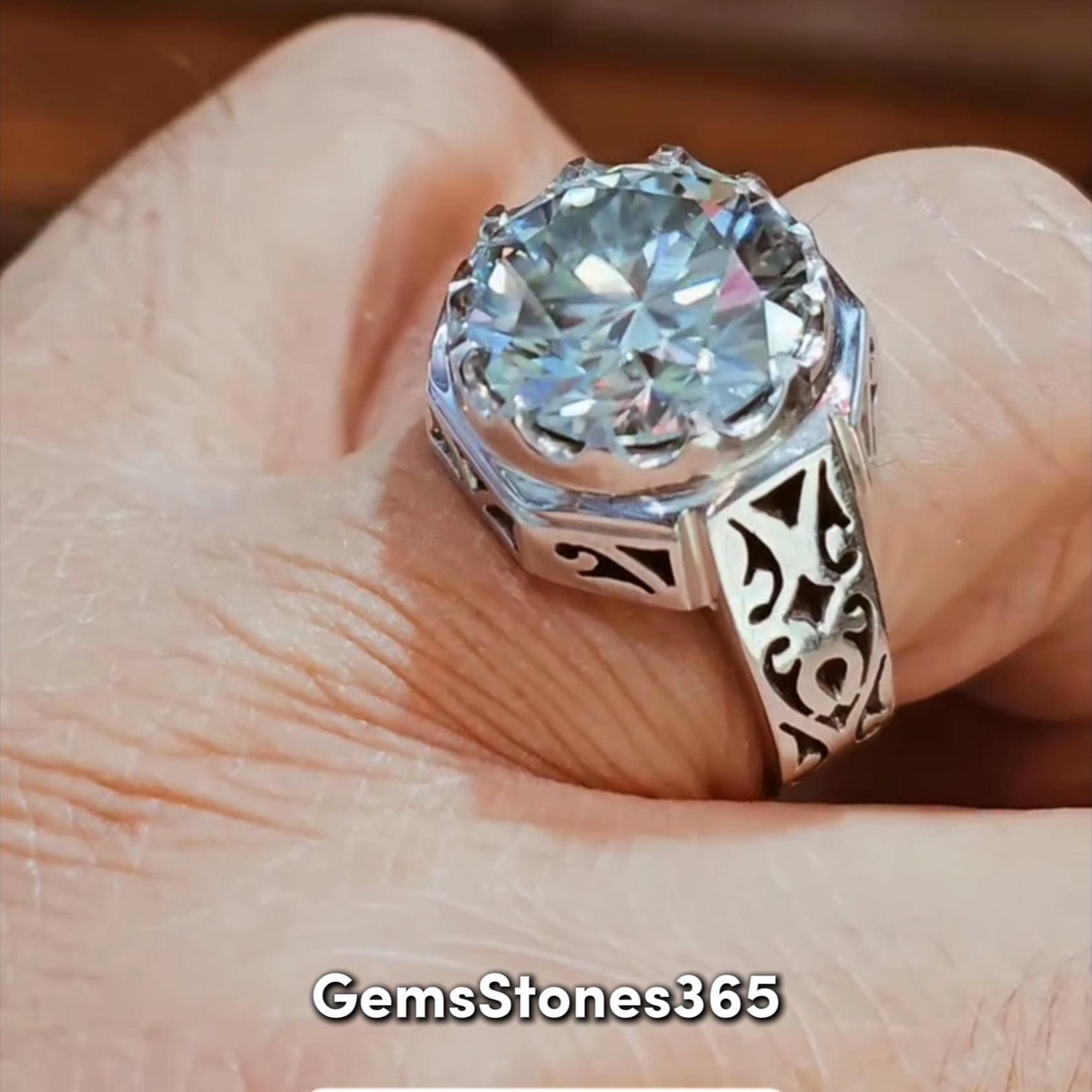 Beautiful White Moissanite Mens Ring Sterling Silver 925 Ring Rare Moissanite Ring Gift For Men