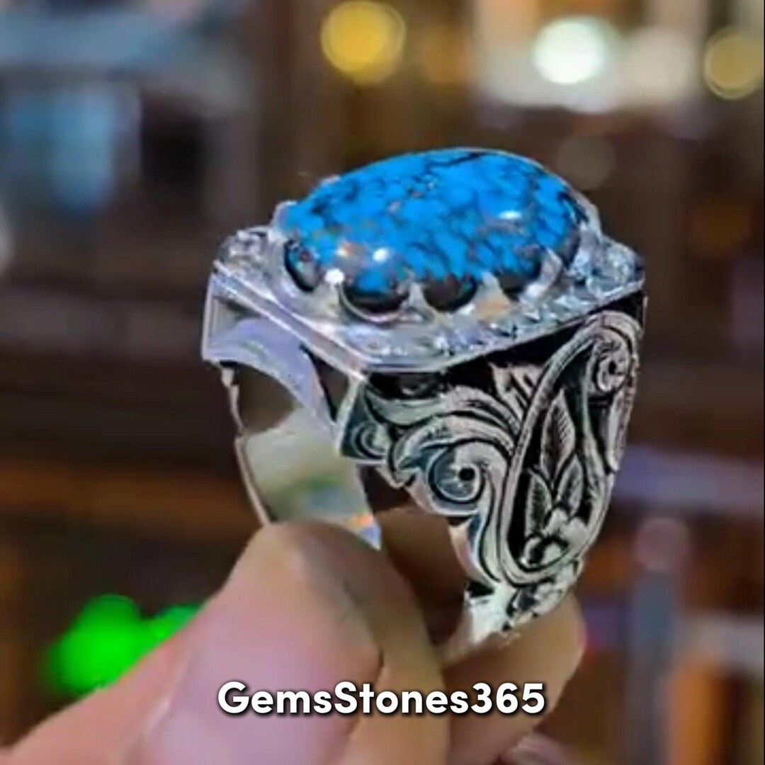 Beautiful Mens Neeshapuri Shajri Feroza Ring Sterling 925 Silver ...