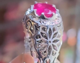 Beautiful African Pink Ruby Men Ring Ruby Ring in 925 Sterling Silver Handmade Ruby Ring For Men