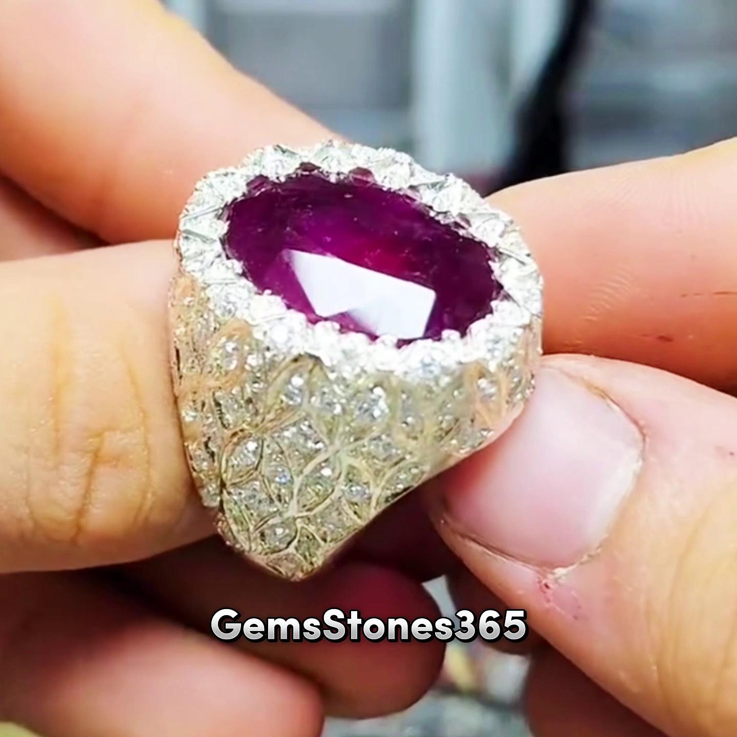 Real Mens Pink Ruby Yaqoot Ring Genuine Yaqoot Ruby Gemstone Ring Sterling 925 Silver Ruby Ring For Men