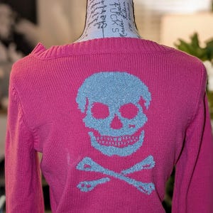 Rare Vintage Betsey Johnson Skull and Crossbones Cardigan Sweater