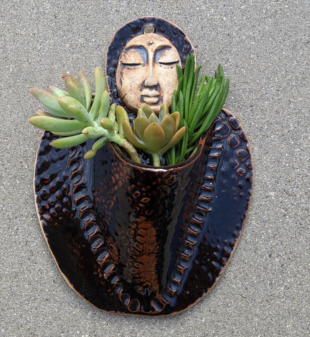 Ceramic Wall Planter Figurative Garden Art Sculptural Plant Etsy