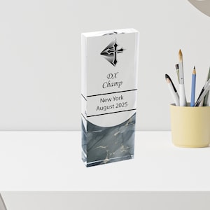 Acrylic Trophy with Custom Text, DX Champ Acrylic Trophy Award, Champ Trophy Award, Custom Acrylic Trophy Award, Custom Engraved Plaque
