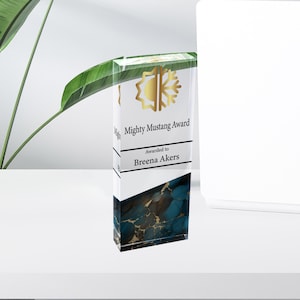 Personalized Employee Award Plaque with Logo, Personalized Clear Award Plaque, Trophy Award, Corporate Trophy Award, Custom Award