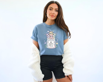 Cat Happy Pills Shirt: Mental Health Serotonin T-Shirt