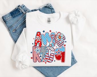 Retro USA Sweatshirt: Patriotic 4th of July Crewneck