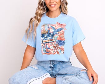 Retro 4th of July Collage Tee: Patriotic USA Independence Day Shirt