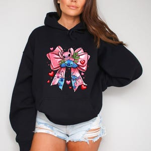 Valentine Coquette Sweatshirt, Pink Valentine Cartoon Character Sweatshirt, Valentines Day Hoodie, Valentine Shirt, Cartoon Valentines Tee