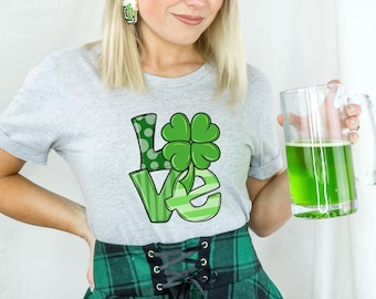 St Patrick's Day Love Clover Tee: Lucky Green Shirt