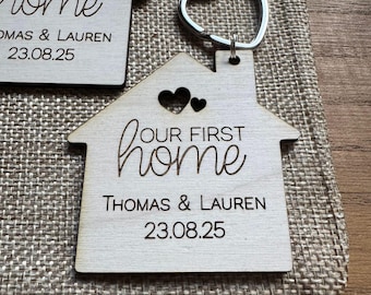 First Home Keyrings | First Home Gift | New Home Keychain Gift | House Warming Gift | First House Gift for Couple | His & Hers Home Keyrings
