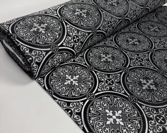 Black Liturgical Brocade Fabric | Church Vestment Material