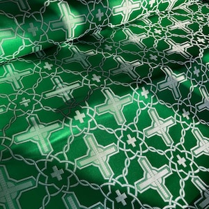Green Liturgical Fabrics | Non Metallic Brocade | Church Fabrics | Church Brocade | Clerical fabric for vestments